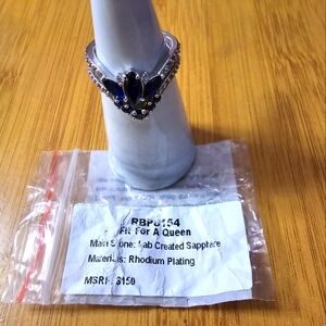 BP"Fit For a Queen" Lab created Sapphire diamond cz's on Rhodium plating